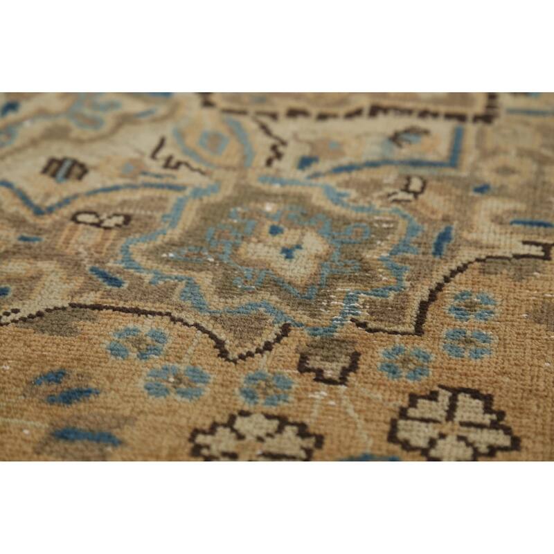 Hand Knotted Oriental 100% Wool Carpet Traditional Floral Oranges & Rust Mashad Area Rug - 12' 0'' X 8' 5''
