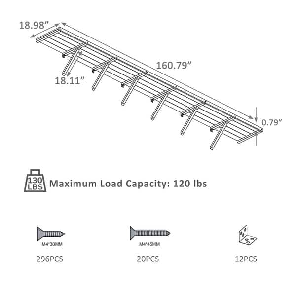 dimension image slide 2 of 5, VEIKOUS Wooden Greenhouse Shelves, Heavy-Duty Storage Shelving for Wooden Greenhouses, 5 Available Sizes