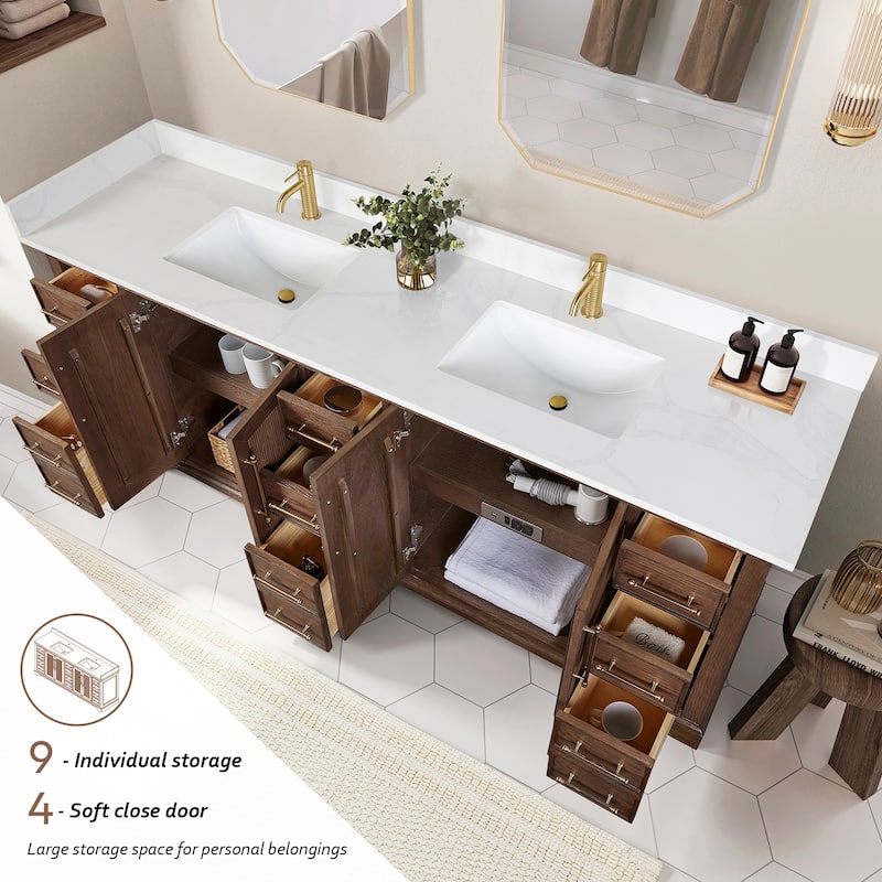 Tokyo Bath Vanity with Quartz Stone Top without Mirror