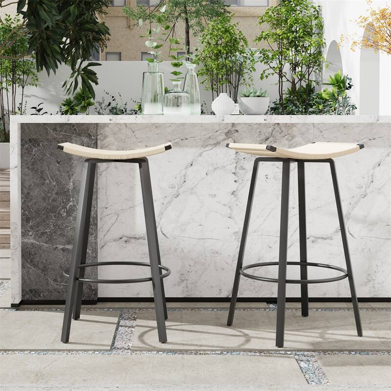 Counter Height Bar Stools Backless Handwoven Dining Chairs,2 PCS