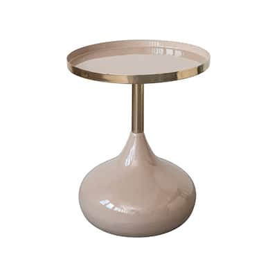 Sturdy Enameled Metal Tray Table - 14.0"L x 14.0"W x 17.3"H