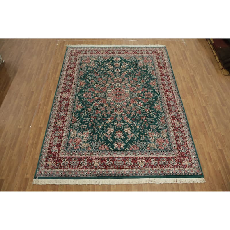 Hand Knotted Oriental 100% Wool Carpet Traditional Floral Green Kashan Area Rug - 12' 3'' X 9' 0''