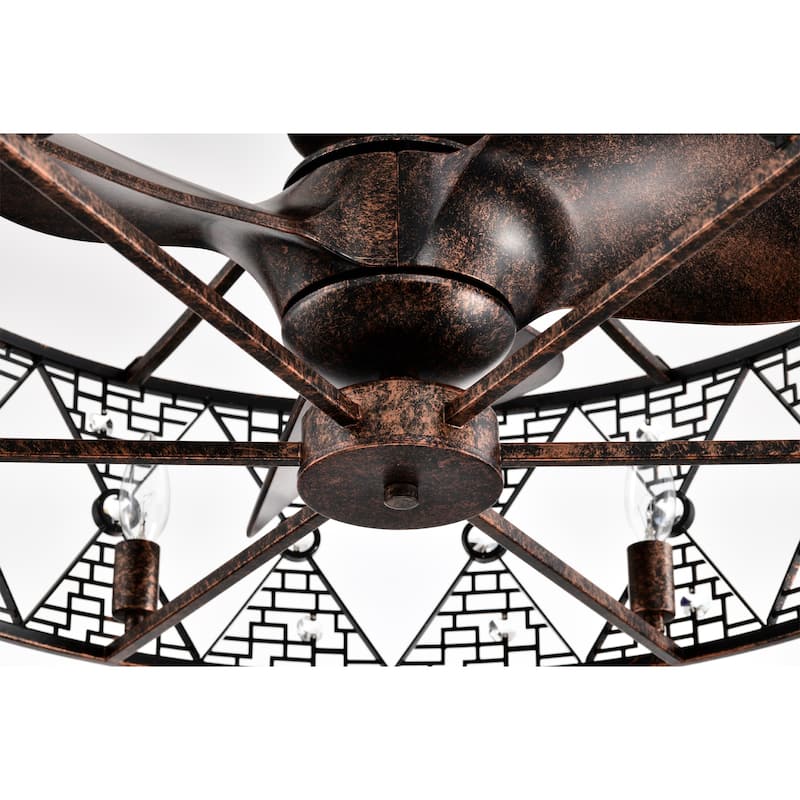 Cree 28 Inch Antiuqe Bronze Crystal Fandelier with Remote