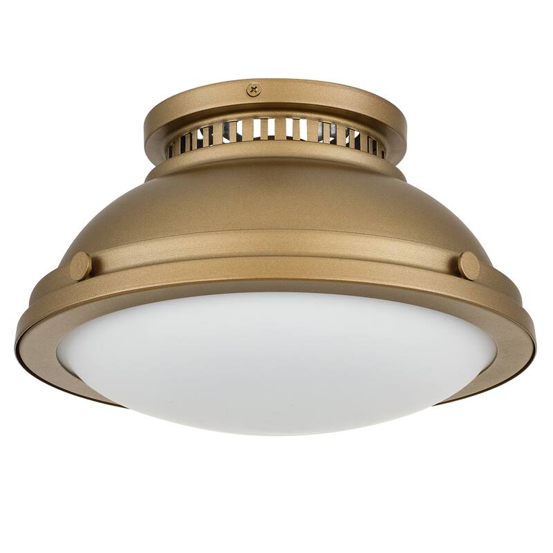 1-Light 11-in Polished Brass Flush Mount
