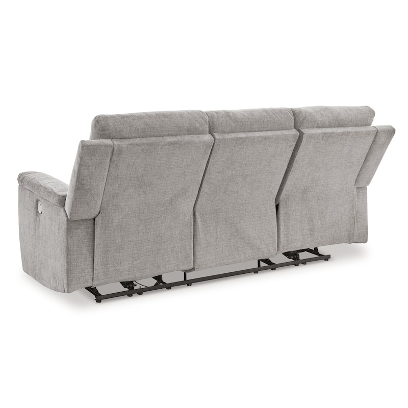 Jinu Dual Power Recliner Sofa, Gray Polyester Micro Chenille, 86 Inch