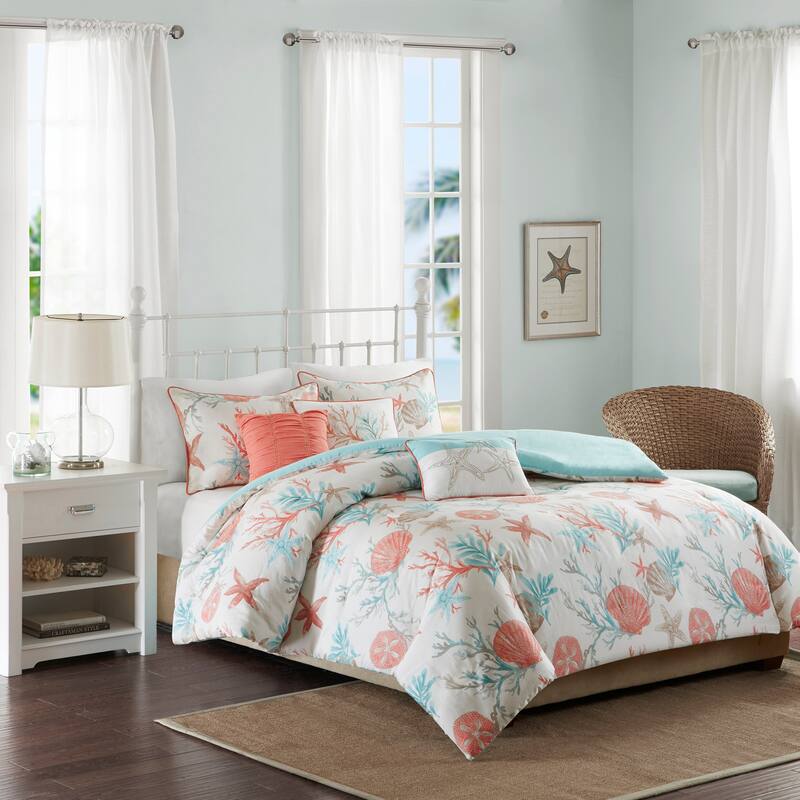 GDF Studio - Pebble Beach Cotton Sateen Duvet Cover Set with Decorative Pillows