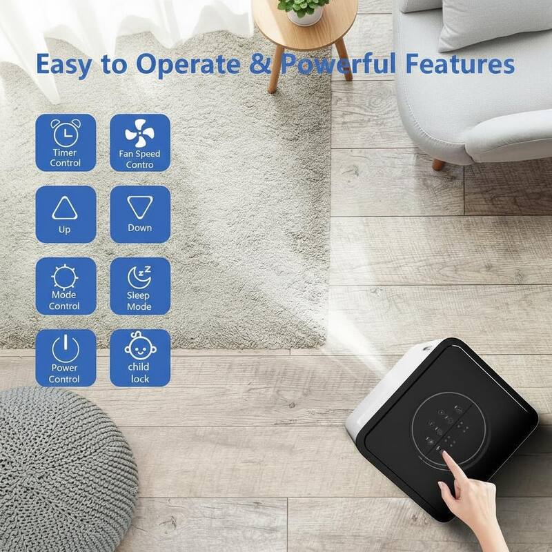 8000 BTU Portable Air Conditioner, Fast Cooling to 350 Sq Ft, with Remote Control