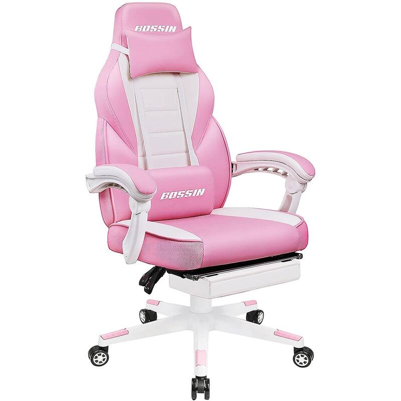 BOSSIN Racing Style Gaming Chair,300 lbs Big and Tall gamer chair High Back Computer Chair - Pink
