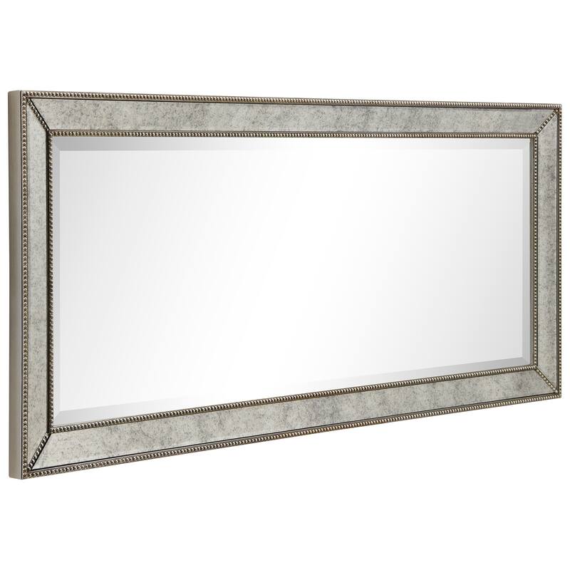 Champagne Bead Beveled Rectangular Wall Mirror - Clear