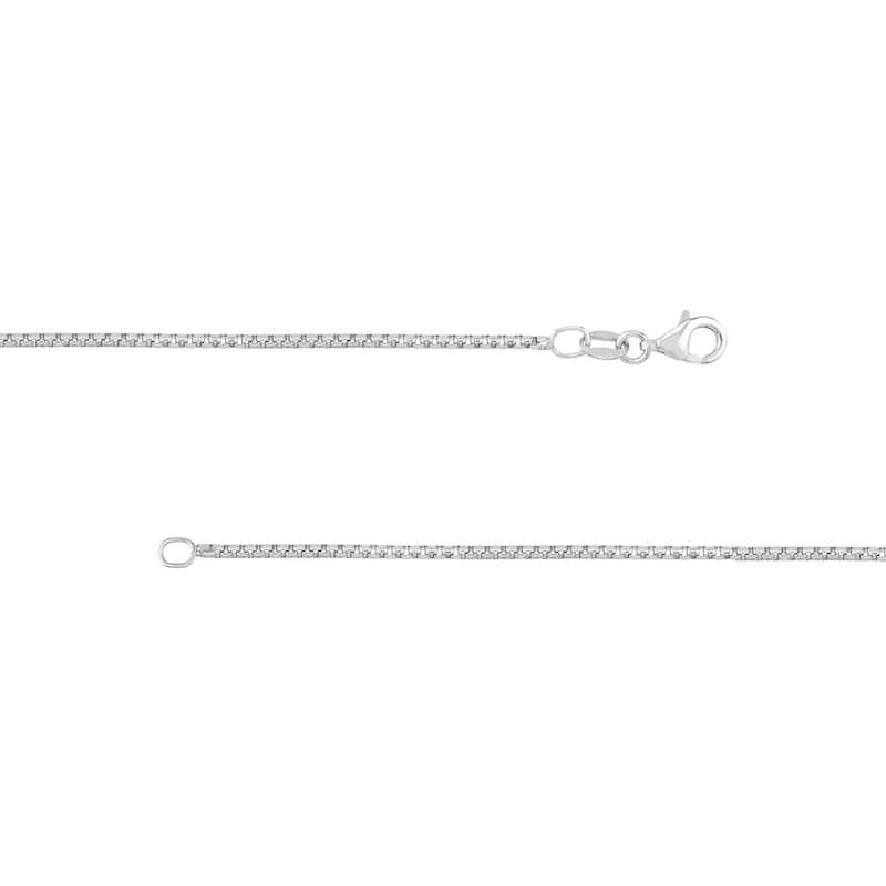 Curata 925 Sterling Silver Rhodium Plated 1.7mm Round Box Chain Necklace