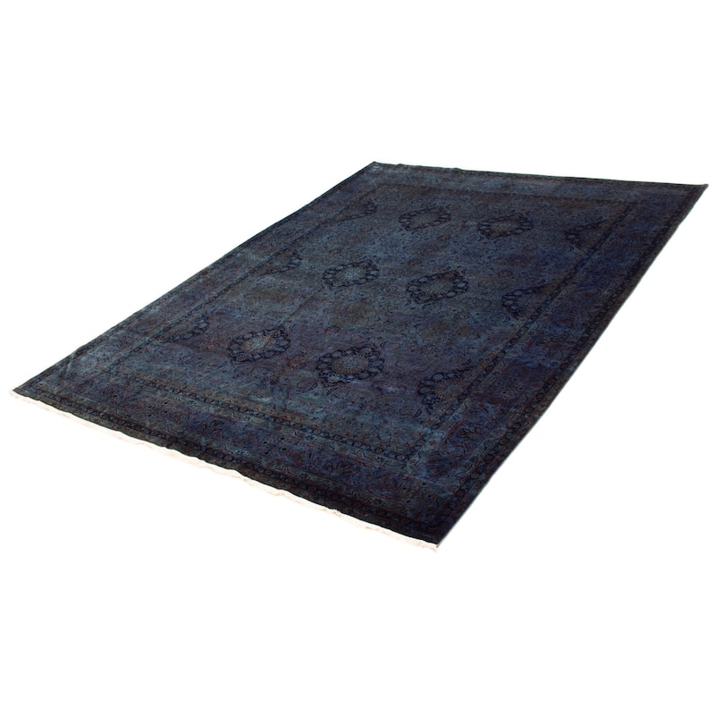ECARPETGALLERY Hand-knotted Vibrance Dark Blue Wool Rug - 9'2 x 12'0