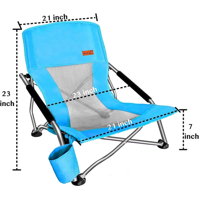 Low Beach Camping Folding Chair, Ultralight Backpacking Chair with Cup Holder & Carry Bag Compact & Heavy Duty Outdoor, Camping