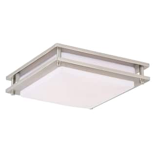 Horizon 12-in W LED Square Satin Nickel Mission Flush Mount Ceiling Light - 12-in W x 3.5-in H x 12-in D
