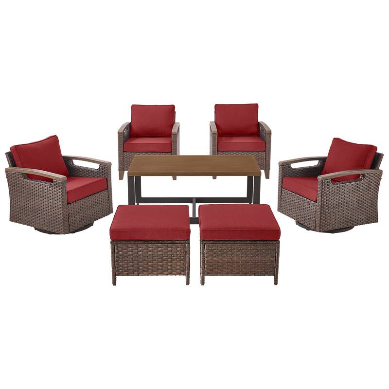 Pocassy Outdoor Swivel Chair with Cushion Set