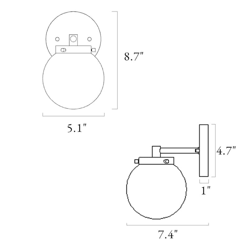 Bola Modern Gold 1-Light Globe Glass Wall Sconce Bathroom Vanity Light - W5.1"xD7.5"xH8.7"