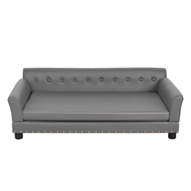 Orthopedic Dog Sofa Lounge Pet Raised Bed Microfiber Leather Upholstered