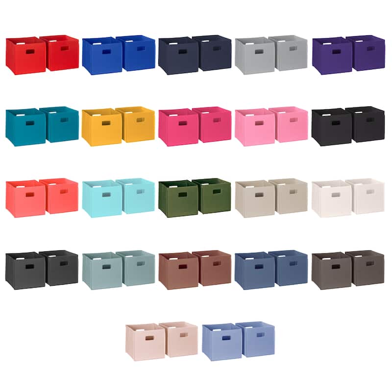 RiverRidge Kids 2pc Fabric Collapsible Storage Cube Organizers with Handles for Playroom Organization