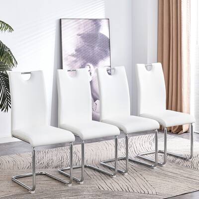 Modern Dining Chairs Set of 4,Side Dining Room/Kitchen Chairs,Faux Leather Upholstered Seat and Metal Legs Side Chairs