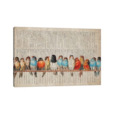iCanvas "Birds In A Row On Old Dictionary Page" by FisherCraft Canvas Print