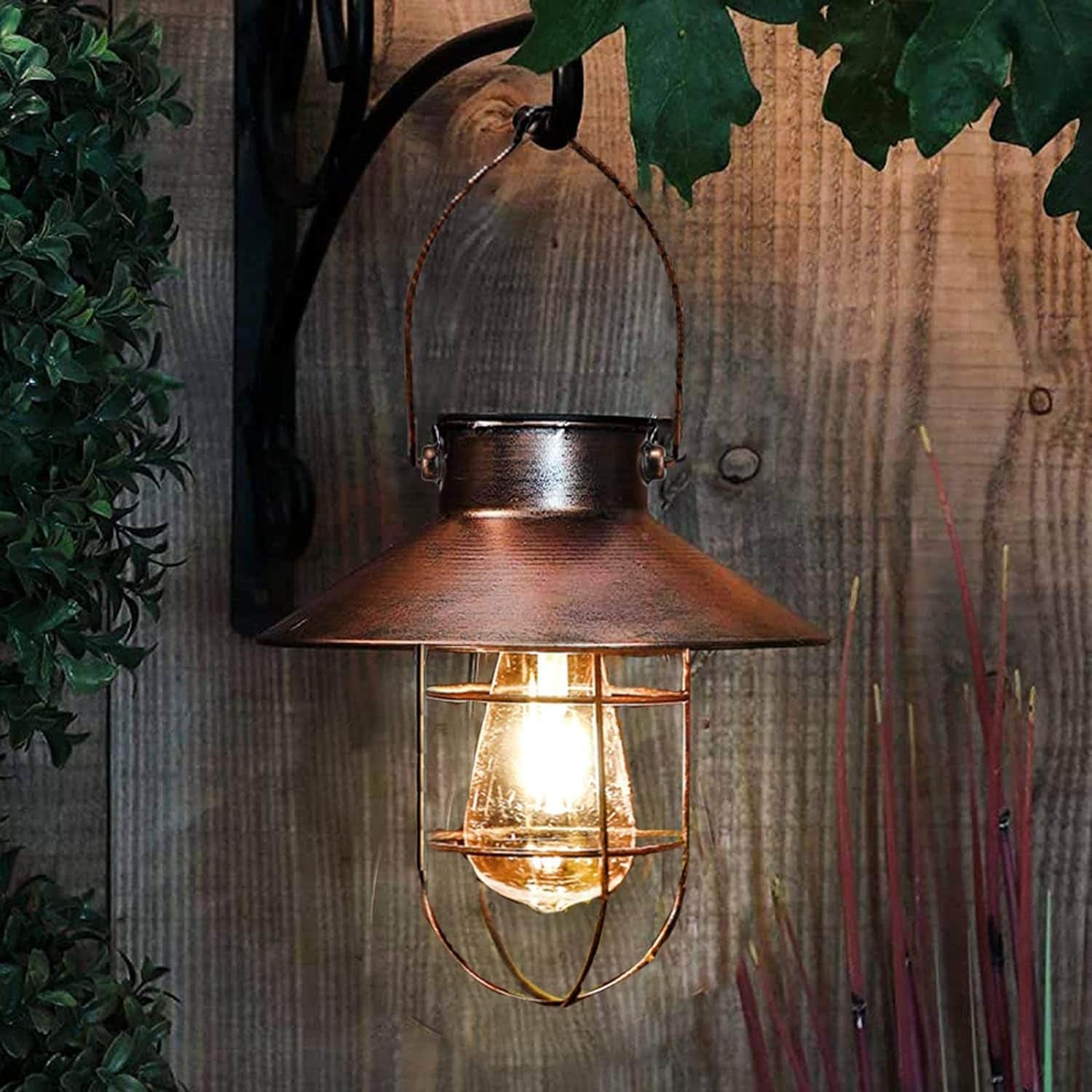 Solar Lantern Outdoor Hanging Light Metal Farmhouse Solar