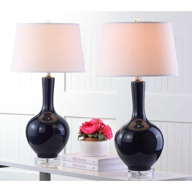 SAFAVIEH Lighting Danelle 32-inch Navy Gourd Lamp (Set of 2) - 17"x17"x32" - 17Wx17Dx32H