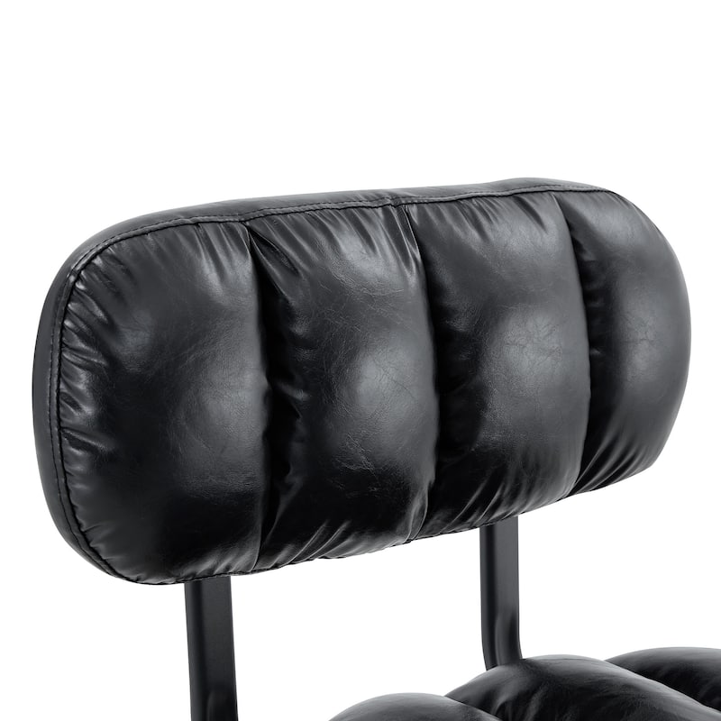 Adjustable Height Swivel Bar Stools Set of 2, PU Leather Upholstered Bar Stools, Dining Chairs with Metal Base & Footrest