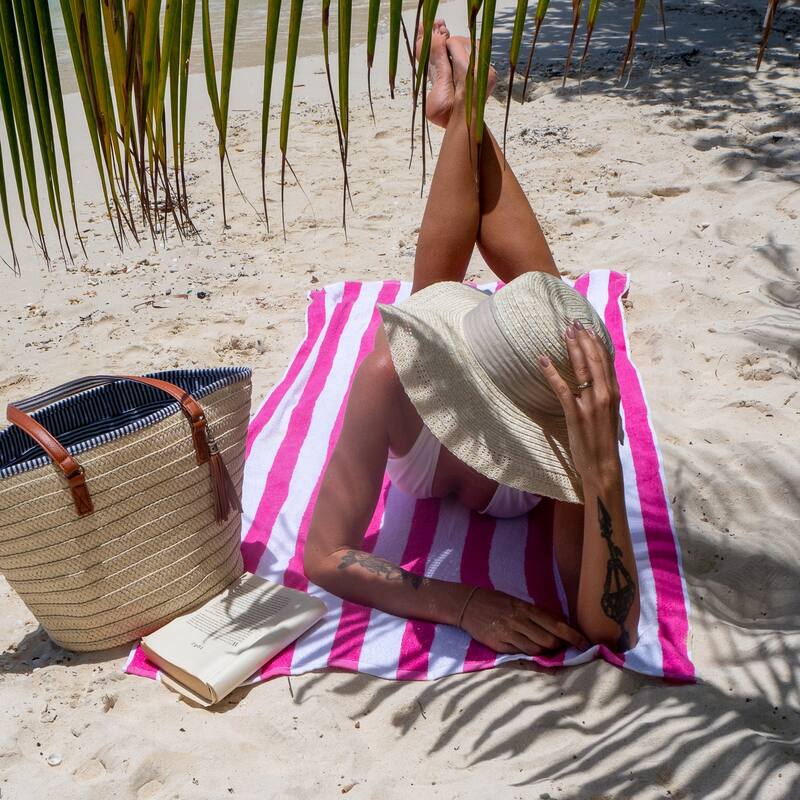Arkwright Cali Cabana 4-Piece Striped Cotton Beach Towel Set - 30x60