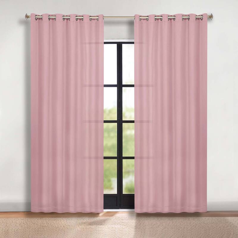 Superior Solid Machine Washable Room Darkening Grommet Blackout Curtains, Set of 2