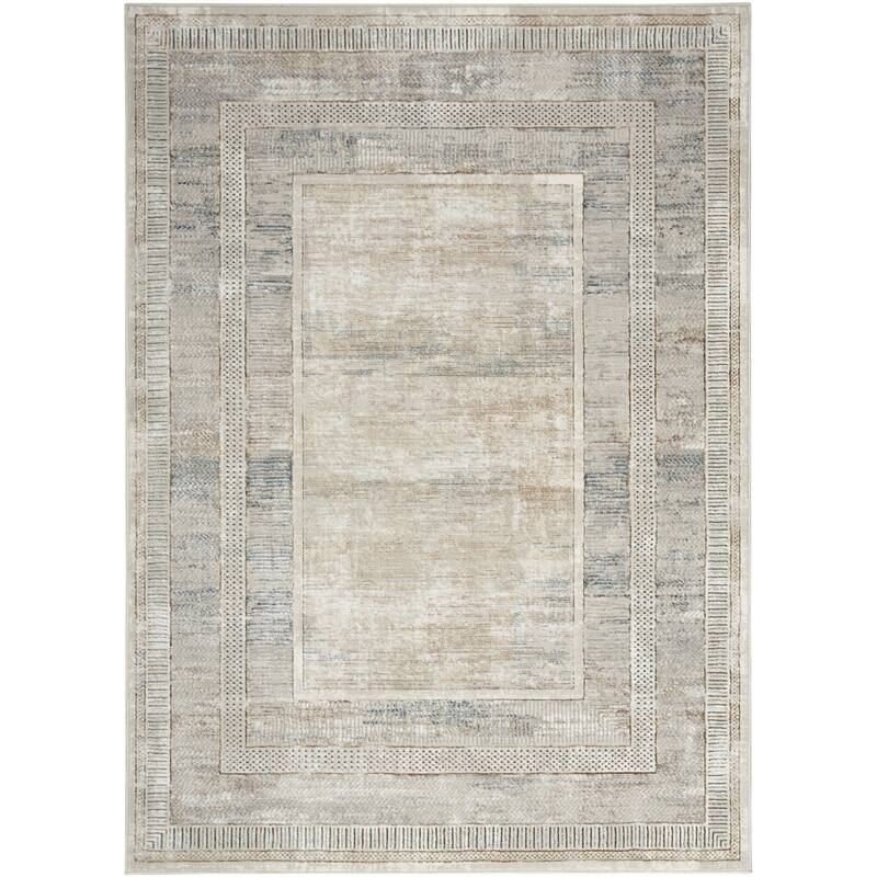 Kelat Power Loomed Geometric Modern Non Skid Stain Resistant Area Rug By HomeRoots - 87' X '63' X '0.39