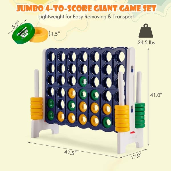 Gymax Jumbo 4-to-Score Game Set Giant 4 in A Row Kids Adults w/ 42