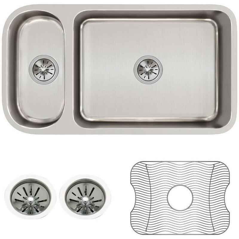Elkay Lustertone 32-1/4" Undermount Double Basin Stainless Steel - Stainless Steel