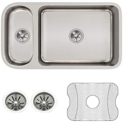 Elkay Lustertone 32-1/4" Undermount Double Basin Stainless Steel