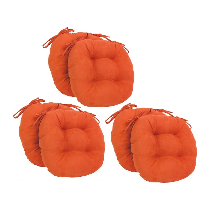 16-inch Round Indoor Microsuede Chair Cushions (Set of 2, 4, or 6) - Set of 6 - Tangerine Dream
