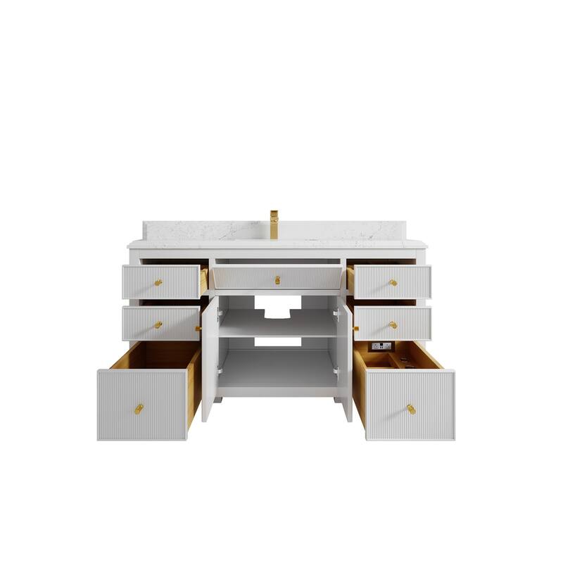 Willow Collections 60 in W x 22 in D Sonoma Free Standing Reeded Single Sink Bathroom Vanity with Countertop