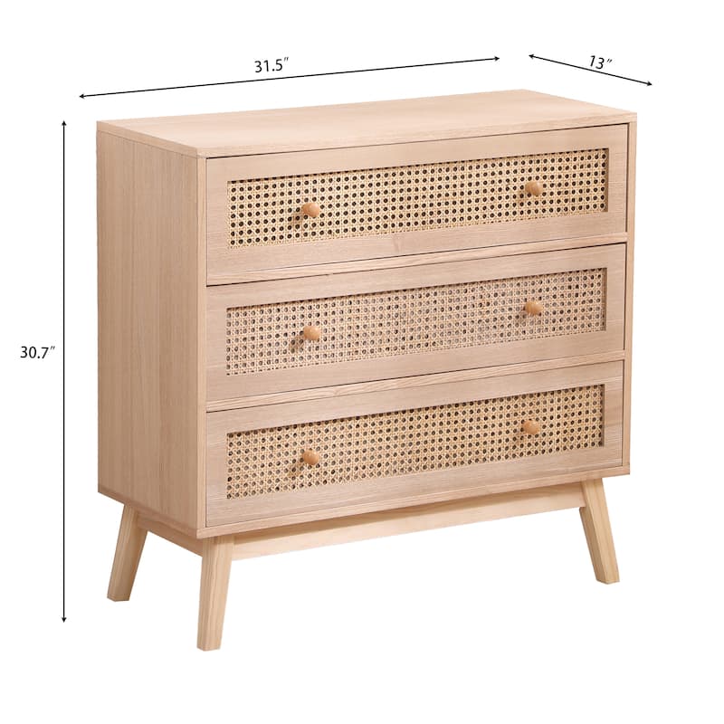 31.5 "3-Drawers Rattan Storage Cabinet Rattan Drawer,for Bedroom,Living Room