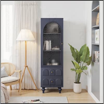 62.99" Tall Storage Display Cabinet with Tempered Glass Door
