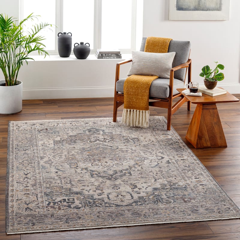 Trahan Traditional Area Rug - 5' x 7' 9" - Taupe/Dark Gray