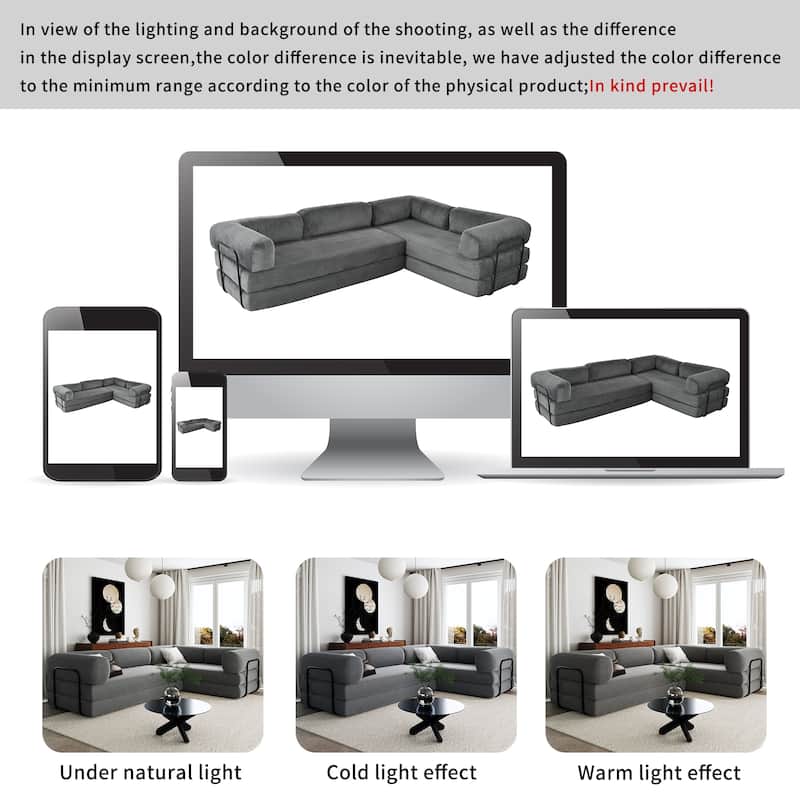 L-Shaped Modular Sofa Bed In Corduroy Fabric,Ideal For Living Rooms And Apartments