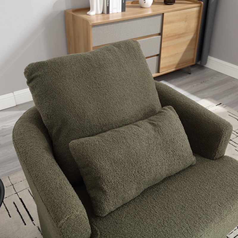 32.68" Swivel Barrel Chair with Metal Base