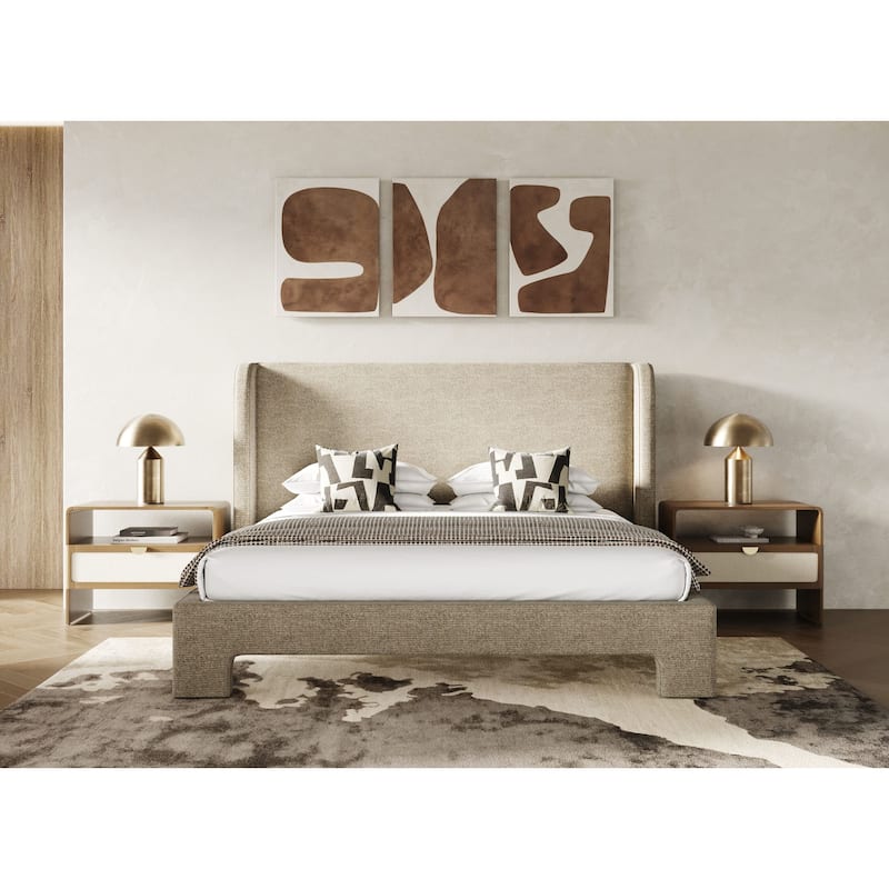 Modrest Emilio Modern Beige Fabric Bed