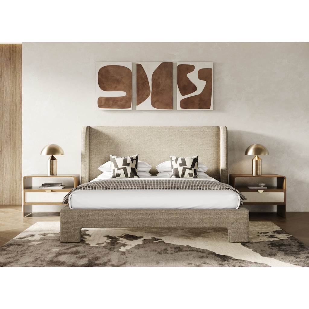 Modrest Emilio Modern Beige Fabric Bed