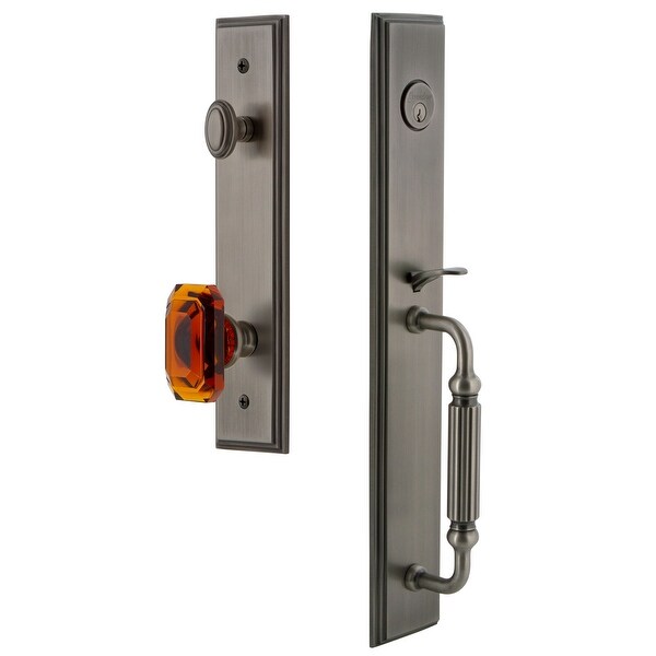 Grandeur CARFGRBCA_ESET_234 Carre Solid Brass Rose Keyed Entry Single Cylinder Full Plate "F" Grip Handleset with Baguette
