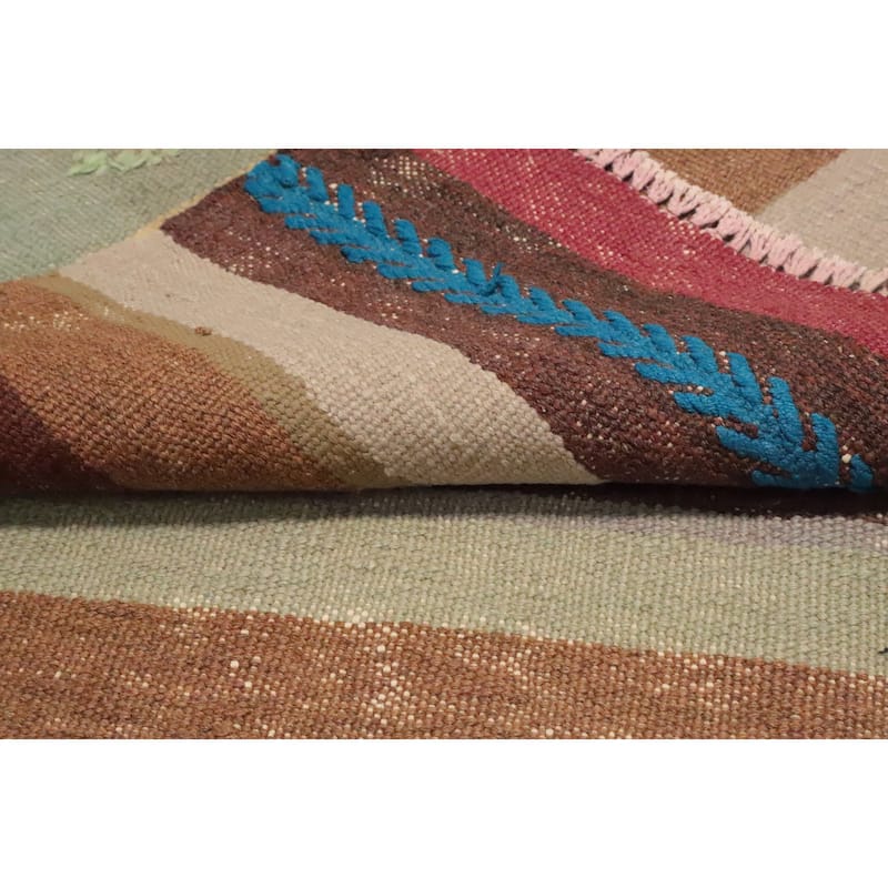 Hand Woven Oriental 100% Wool Carpet Southwestern Tribal Multi-Colored Kilim Area Rug - 8' 0'' X 5' 5''