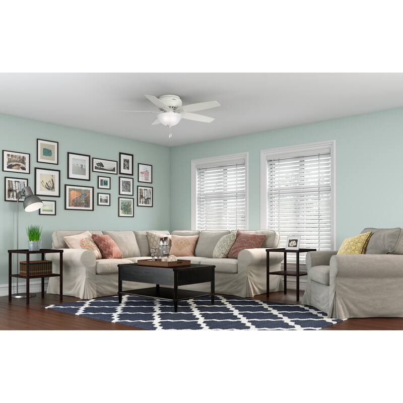 Hunter 52" Newsome Flush Mount Ceiling Fan with LED Bowl Light Kit and Pull Chain