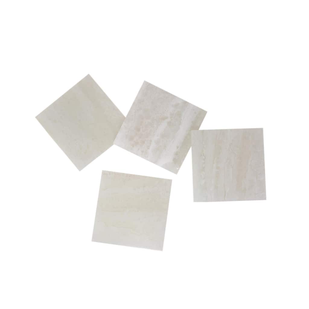 Set of 4 White Square Resin Coasters Length 3.94" - White - White