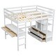 preview thumbnail 16 of 18, Full Size Loft Bed with Built-in Desk with Two Drawers,Shelves and Drawers,Multifunctional Loft Bed With Storage