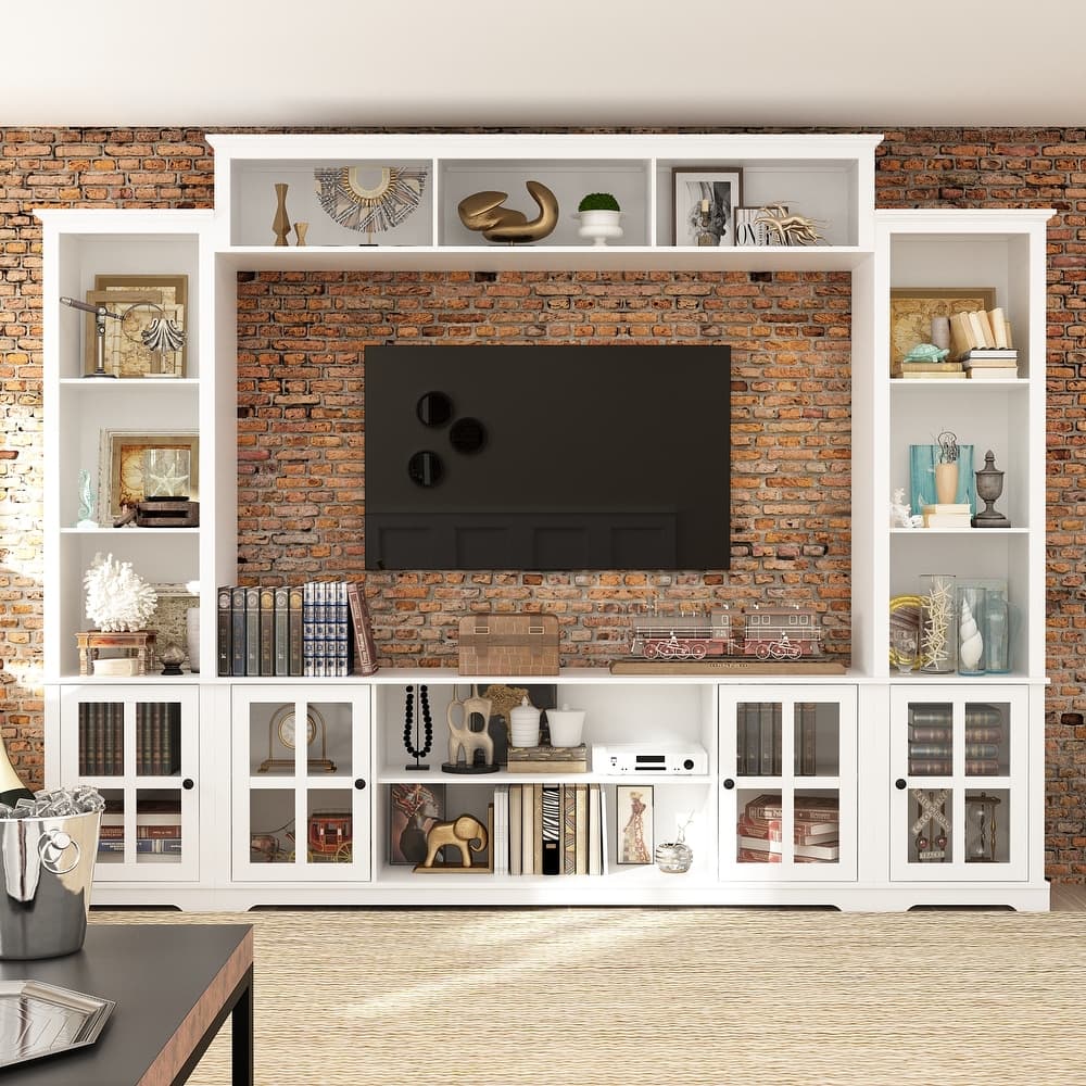 Living Room Set with TV Stand and Two Bookcases Doors 102"/68.1"W