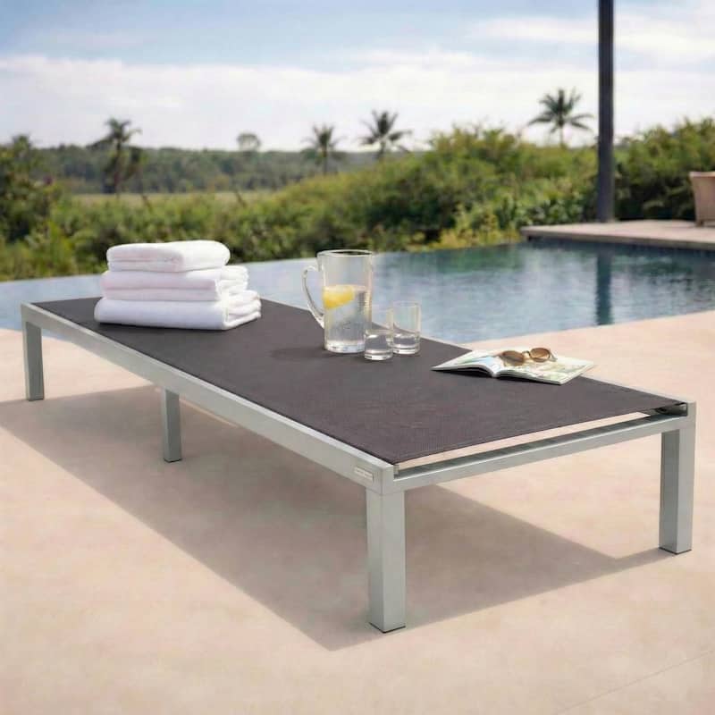 Marlin Aluminum Beach Pool Reclining Lounge Chair with Sling Mesh Fabric and Powder-Coated Frame