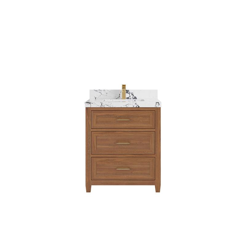 Willow Collections 30 in. W x 22 in. D Santa Monica Teak Single Sink Bathroom Vanity with Countertop