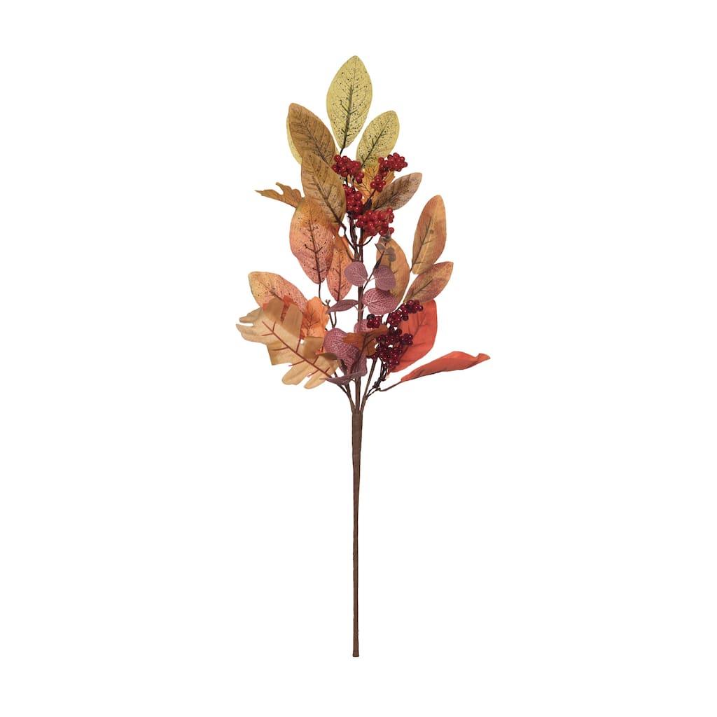 Transpac Fabric 24 in. Orange Harvest Watercolor Leaves Spray